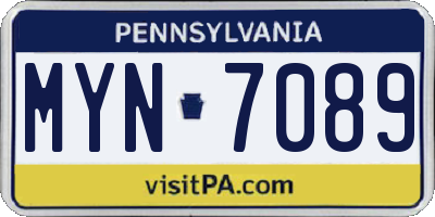 PA license plate MYN7089