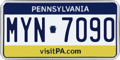 PA license plate MYN7090