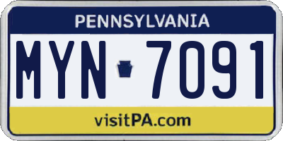 PA license plate MYN7091