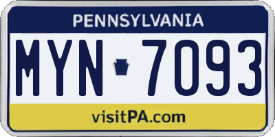 PA license plate MYN7093