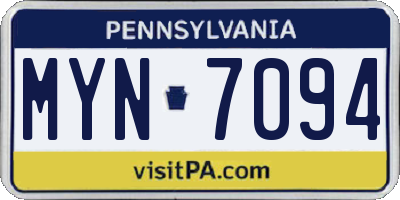 PA license plate MYN7094