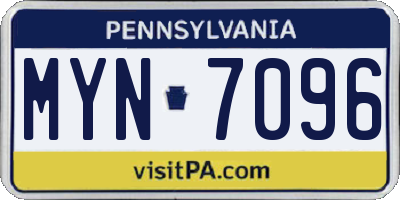 PA license plate MYN7096