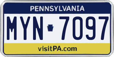 PA license plate MYN7097