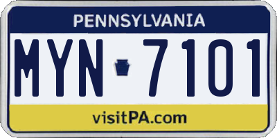 PA license plate MYN7101