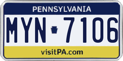 PA license plate MYN7106