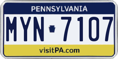 PA license plate MYN7107