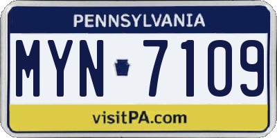 PA license plate MYN7109