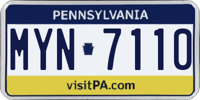 PA license plate MYN7110