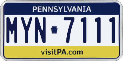 PA license plate MYN7111