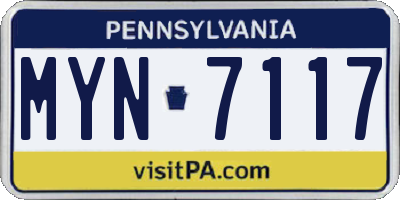 PA license plate MYN7117