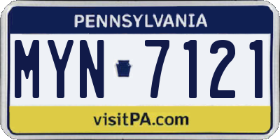 PA license plate MYN7121