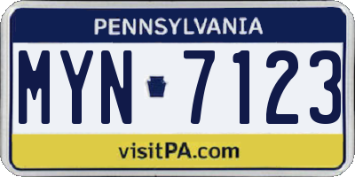 PA license plate MYN7123