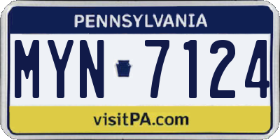 PA license plate MYN7124