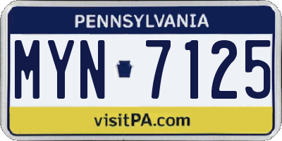 PA license plate MYN7125
