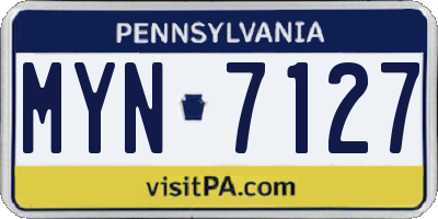 PA license plate MYN7127