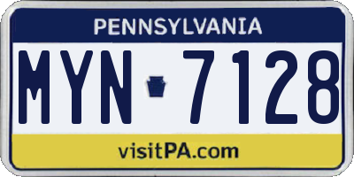 PA license plate MYN7128
