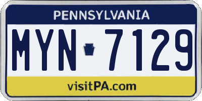 PA license plate MYN7129