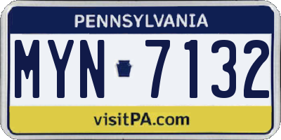 PA license plate MYN7132