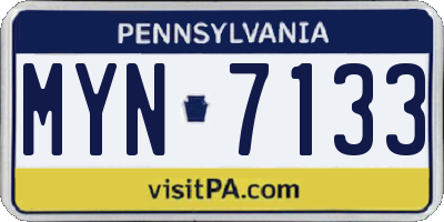 PA license plate MYN7133