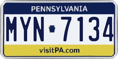 PA license plate MYN7134