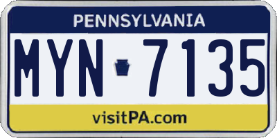 PA license plate MYN7135