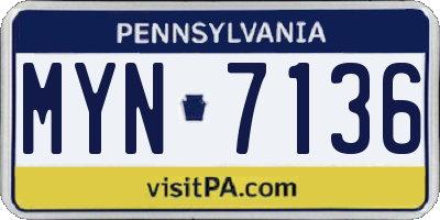 PA license plate MYN7136