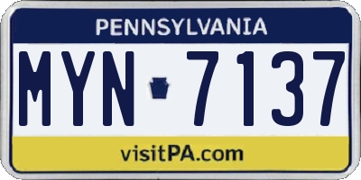 PA license plate MYN7137