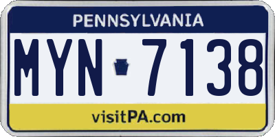 PA license plate MYN7138
