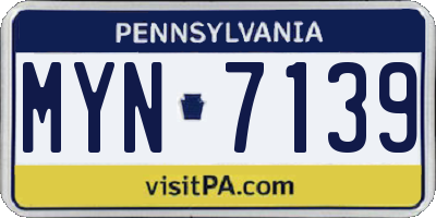 PA license plate MYN7139
