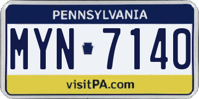 PA license plate MYN7140