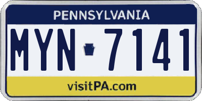 PA license plate MYN7141