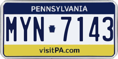 PA license plate MYN7143