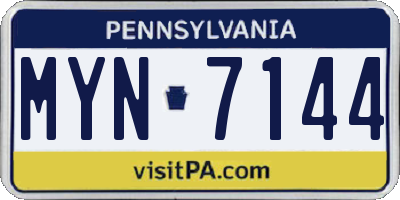 PA license plate MYN7144