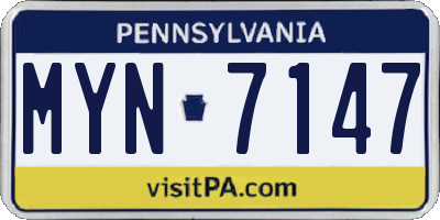 PA license plate MYN7147