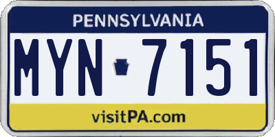PA license plate MYN7151