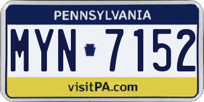 PA license plate MYN7152