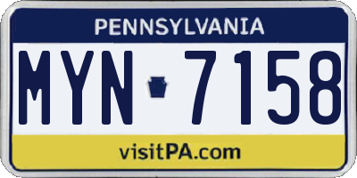 PA license plate MYN7158