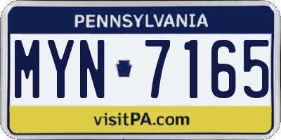PA license plate MYN7165