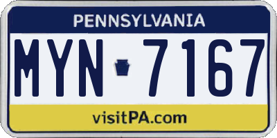 PA license plate MYN7167