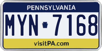 PA license plate MYN7168