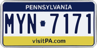 PA license plate MYN7171