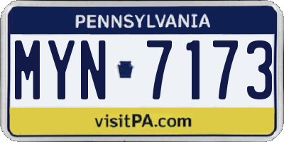 PA license plate MYN7173