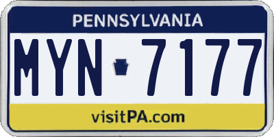 PA license plate MYN7177