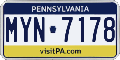 PA license plate MYN7178