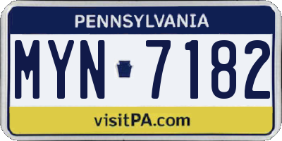 PA license plate MYN7182