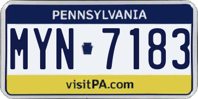 PA license plate MYN7183