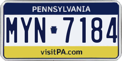 PA license plate MYN7184