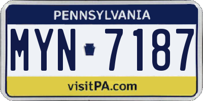 PA license plate MYN7187