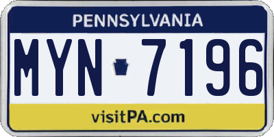 PA license plate MYN7196