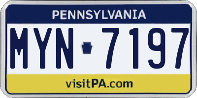 PA license plate MYN7197